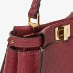 FENDI Peekaboo Mini Burgundy ostrich skin bag - Image 5